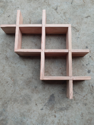 Picture of Kounik Decor Modern Interlocking Square Wooden Wall Shelf | Premium Solid Wood Geometric Wall Decor for Living Room & Office