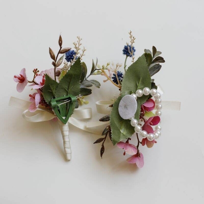 Picture of Wedding Boutonniere Bouquet Chest Brooch For Suit Lapel Fashion Accessories (1PS) (Creamy-White Corsage)