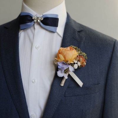 Picture of Wedding Boutonniere Bouquet Chest Brooch For Suit Lapel Fashion Accessories (1PS) (Orange & Brown)