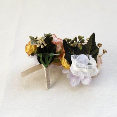Picture of Wedding Boutonniere Bouquet Chest Brooch For Suit Lapel Fashion Accessories (1PS) (Orange & Brown)