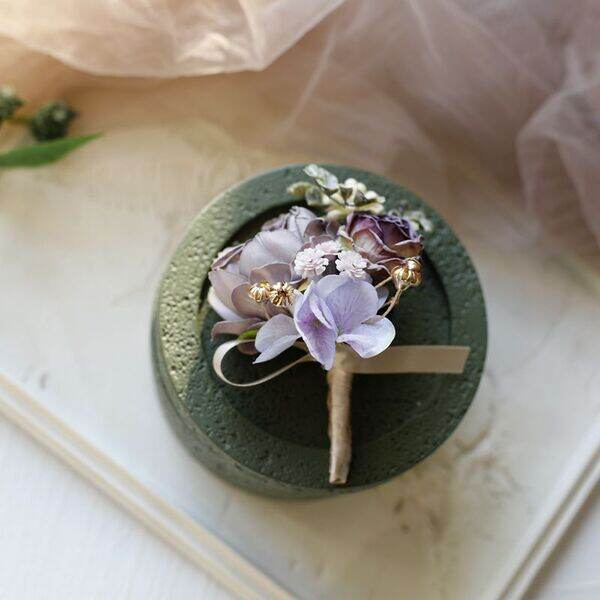 Picture of Wedding Boutonniere Bouquet Chest Brooch For Suit Lapel Fashion Accessories (1PS) (Blueish Purple)