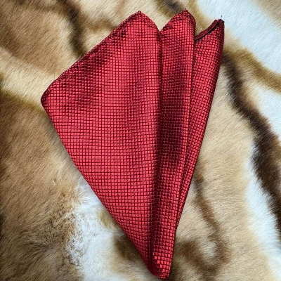 Picture of Handmade Rose Cloth Flower Corsage Pin With Pocket Square (Maroon)