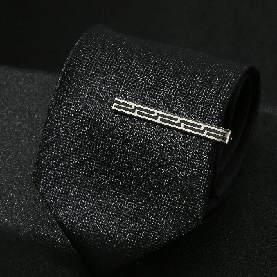 Picture of Men's Simple G-Shaped Tie Clip Geometric 6cm Black Line Formal Professional Tie Clip (1p) (Lightning,Int: One size)