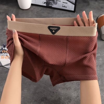 Picture of Ice Silk Thin Breathable Summer Fashionable Men's Underwear (Brick Red (75-85 kg),Int:XXXL)