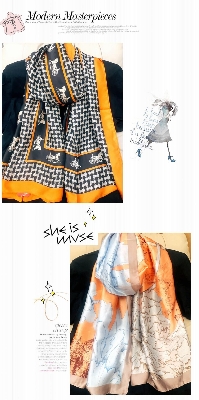 Picture of Printed Satin Silk Scarf - Spring and Autumn new sun protection printing lengthened shawl/Scarf for women (180*90cm) (LJD-023,One size fits all)