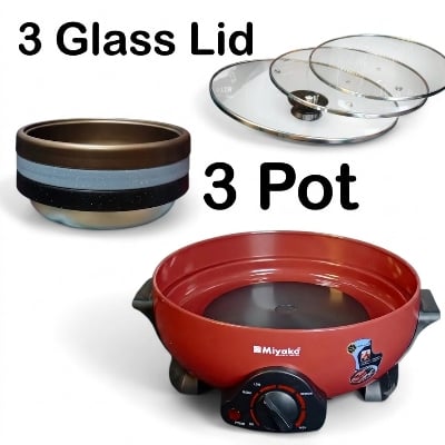 Picture of Miyako Multi Cooker 5 Ltr With 3 Pot & 3 Glass Lid Elcetric  Curry Cooker For Fast Cooking -MC-580T