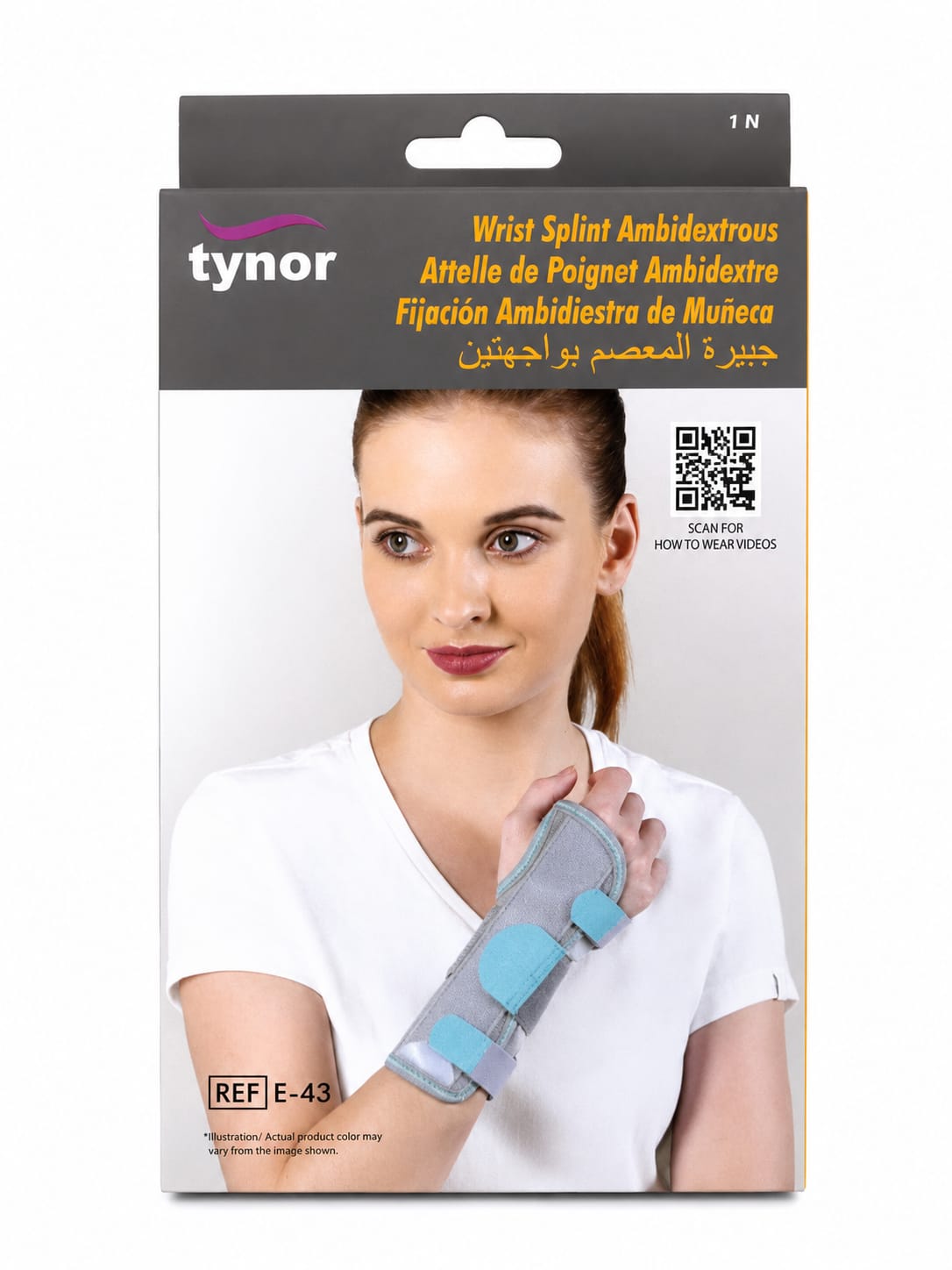 Picture of Tynor Wrist Splint Ambidextrous Premium Wrist Support Brace for Pain Relief, Injury Recovery & Everyday Protection (E-43)