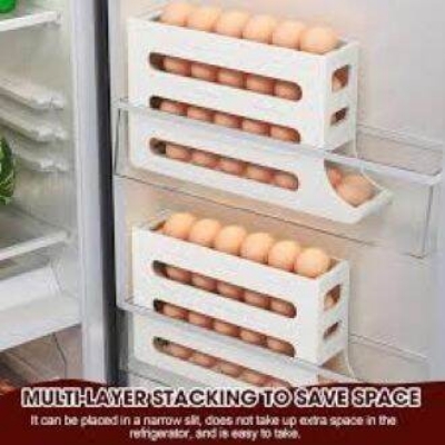 Picture of Egg Dispenser, Food Grade Plastic, Made in China, Rolling and Automatic Sliding Spiral Holder, Keeps Eggs Organized and Accessible, Perfect for Refrigerator Storage