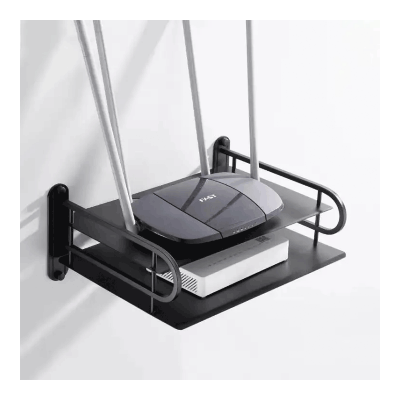 Picture of Metal - Wifi Router Storage Boxes /tv Set-top Box/dvd Player Stand/telephone Holder Wall Hanging Black Aluminum Rack Bracket-Black