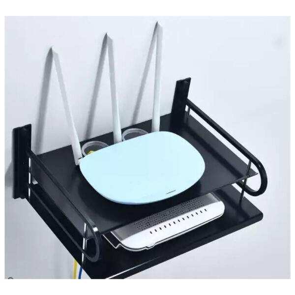 Picture of Metal - Wifi Router Storage Boxes /tv Set-top Box/dvd Player Stand/telephone Holder Wall Hanging Black Aluminum Rack Bracket-Black