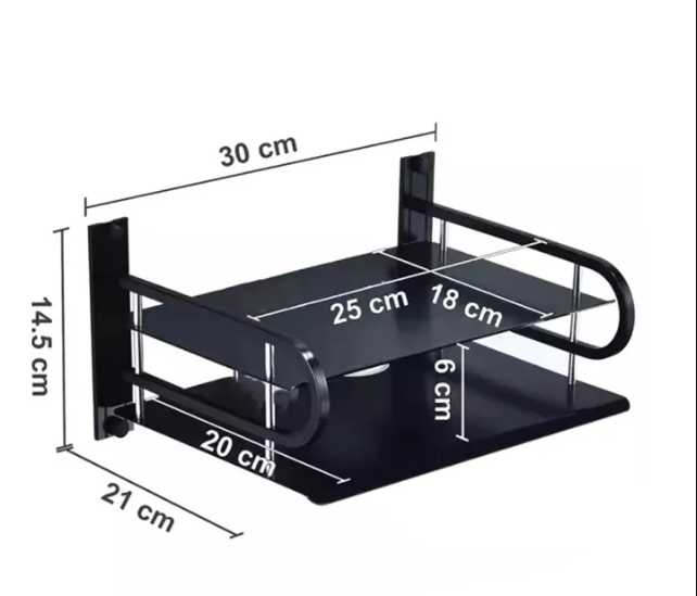 Picture of Metal - Wifi Router Storage Boxes /tv Set-top Box/dvd Player Stand/telephone Holder Wall Hanging Black Aluminum Rack Bracket-Black