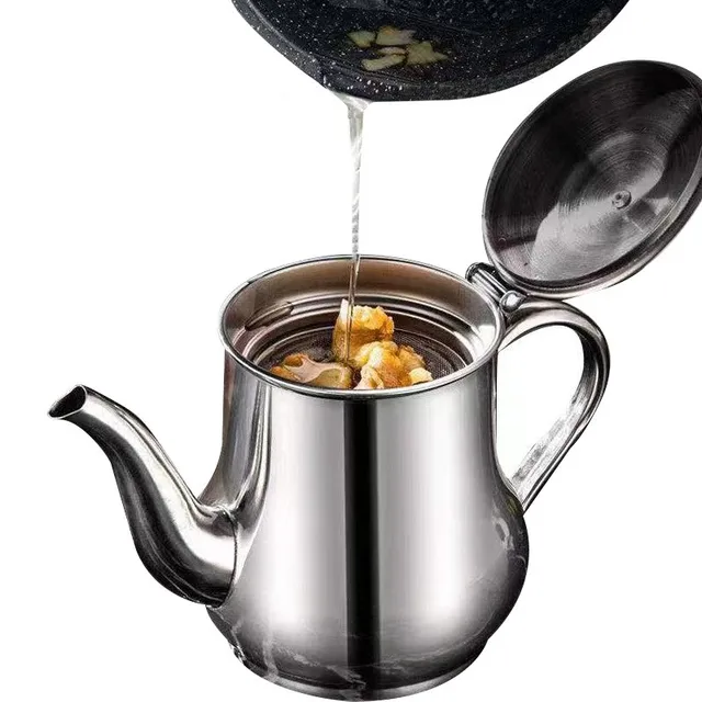 Picture of 410ml Stainless Steel Oil Tank Large Capacity Oil Bottle Kitchen Oil Filter Pot Soy Sauce Vinegar Container Coffee Pot-Stainless Steel