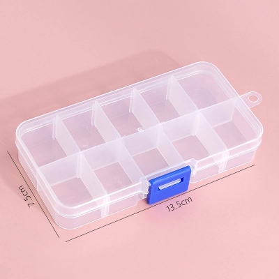Picture of 10 Grids PP Plastic Storage Boxes Removable Organizer Holder Case Transparent Sundries Jewelry Box-transparent white