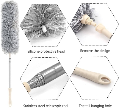 Picture of 9.5 Feet 1Pcs /Adjustable Soft Microfiber Feather Duster Anti Static Dust Extend Handle Household Dusting Brush Cleaning Tools-Multicolor