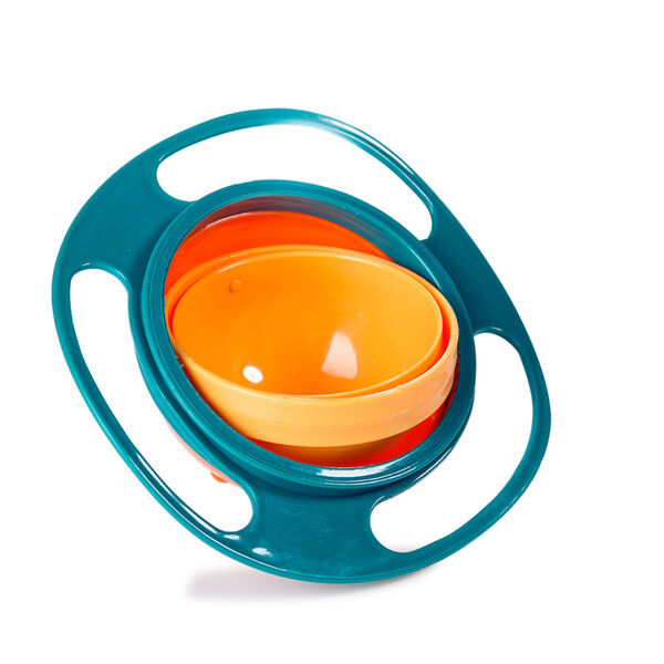 Picture of Gyro Bowl 360 Dgree Rotation Bowl with Lid for Baby Feeding Bowl-Orange