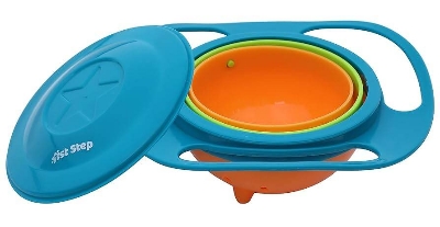 Picture of Gyro Bowl 360 Dgree Rotation Bowl with Lid for Baby Feeding Bowl-Orange
