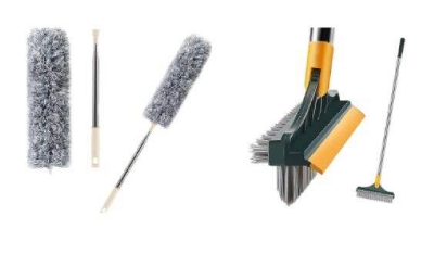 Picture of 2 In 1 Cleaning Combo: 9.5 Feet Microfiber  Duster & 3 In 1 Scrub Brush-2 In 1 Combo