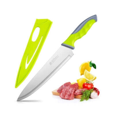 Picture of 8 Inch Stainless Steel Chefs Knife With Cover for Kitchen Original Chinese Cooking Knives-Multicolor