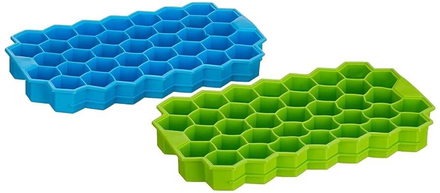 Picture of Durable Silicone Ice Cube Tray Mold – 37 Cavities, Honeycomb Shape, Stackable, Dishwasher Safe with Lid-Multicolor