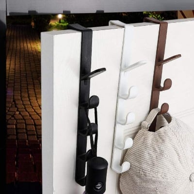 Picture of Wardrobe Door Hook Punch Free Cabinet Door Storage Rack Bedroom Clothes Hanging Hanger Home Organizer Bags Hats Holder Hook-Multicolor