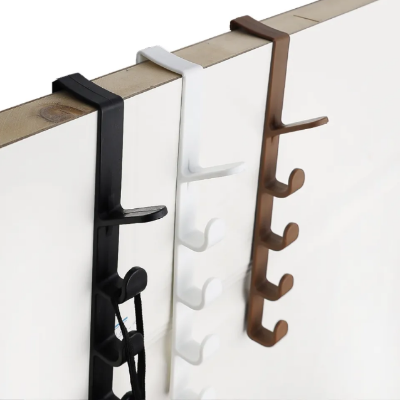 Picture of Wardrobe Door Hook Punch Free Cabinet Door Storage Rack Bedroom Clothes Hanging Hanger Home Organizer Bags Hats Holder Hook-Multicolor