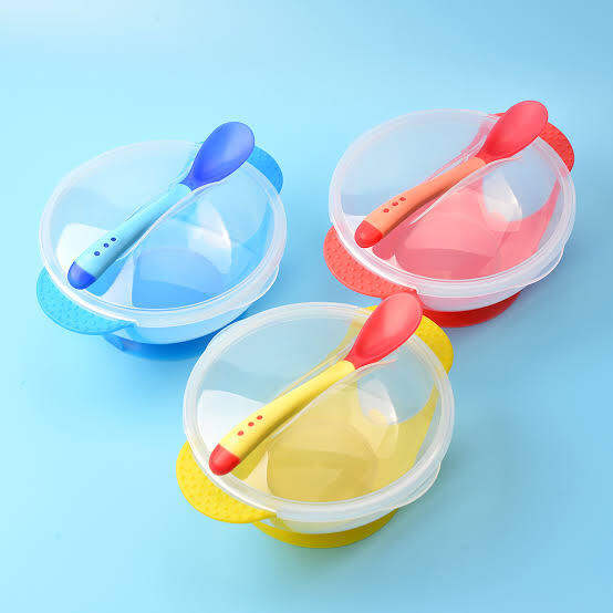 Picture of Baby Feeding Spoon and Bowl Set (Khichuri Bati for kids)-Multicolor