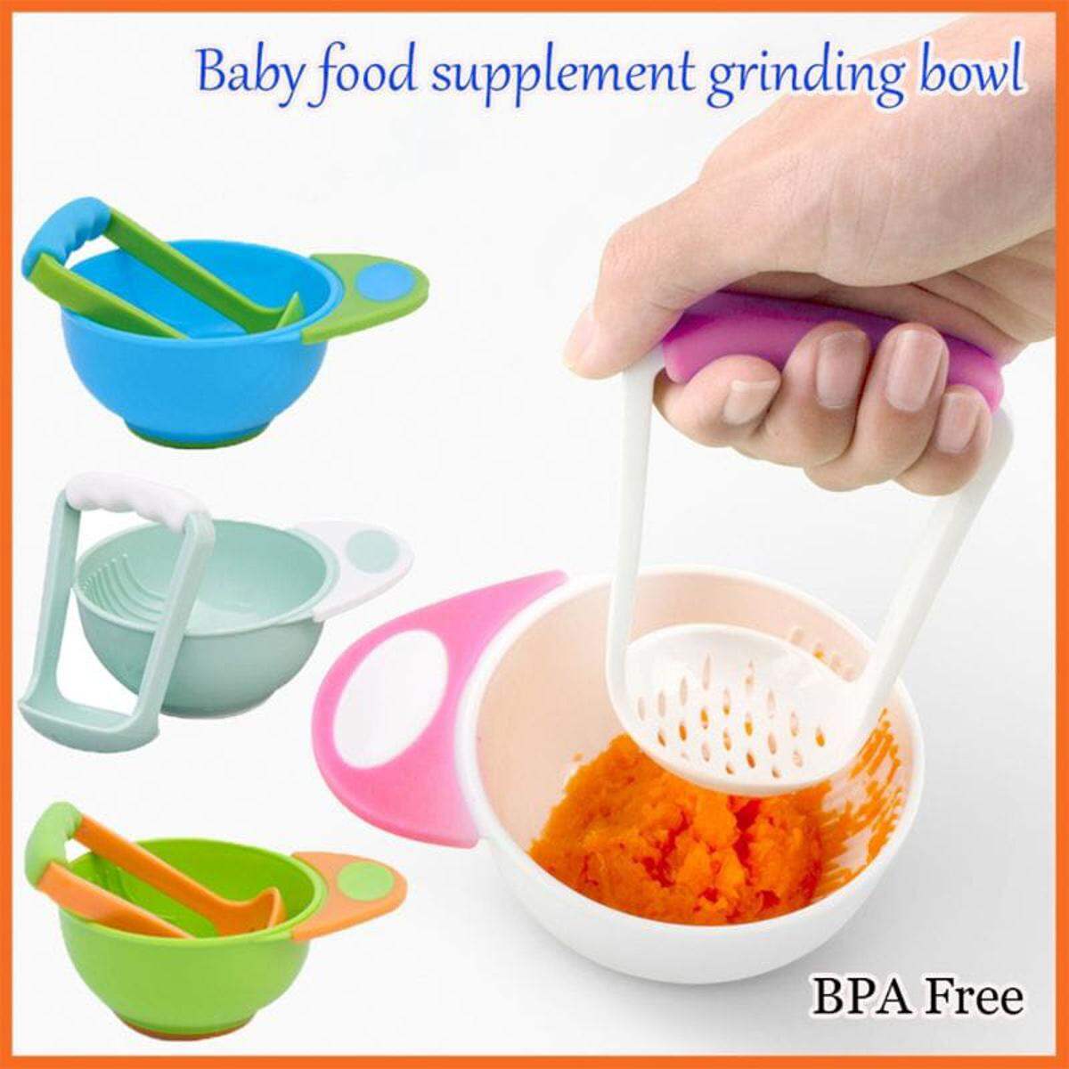 Picture of 1 pcs Baby Mash And Serve Bowl Baby Food Masher Grinding Bowl-Multicolor-Multicolor