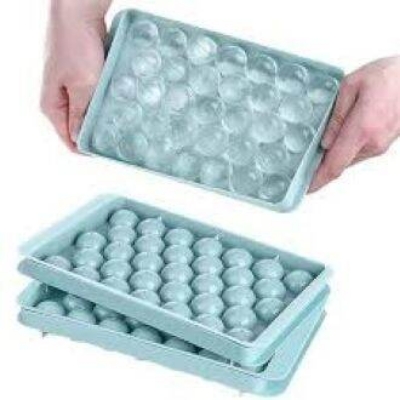 Picture of Plastic Round Ball Ice Box Round Ice Ball Ice Tray Mold Moulds Ice Ball Maker 3D Round Ice Cube Tray with Lid Plastic ice ball tray cute ice tray-Multicolor