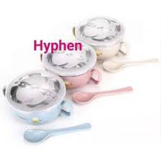 Picture of Baby Feeding Bowl with Lids Stainless Steel Insulated Bowl Spoon Set Children Tableware Cartoon Printed Easy To Clean Children Food Bowl-Multicolor