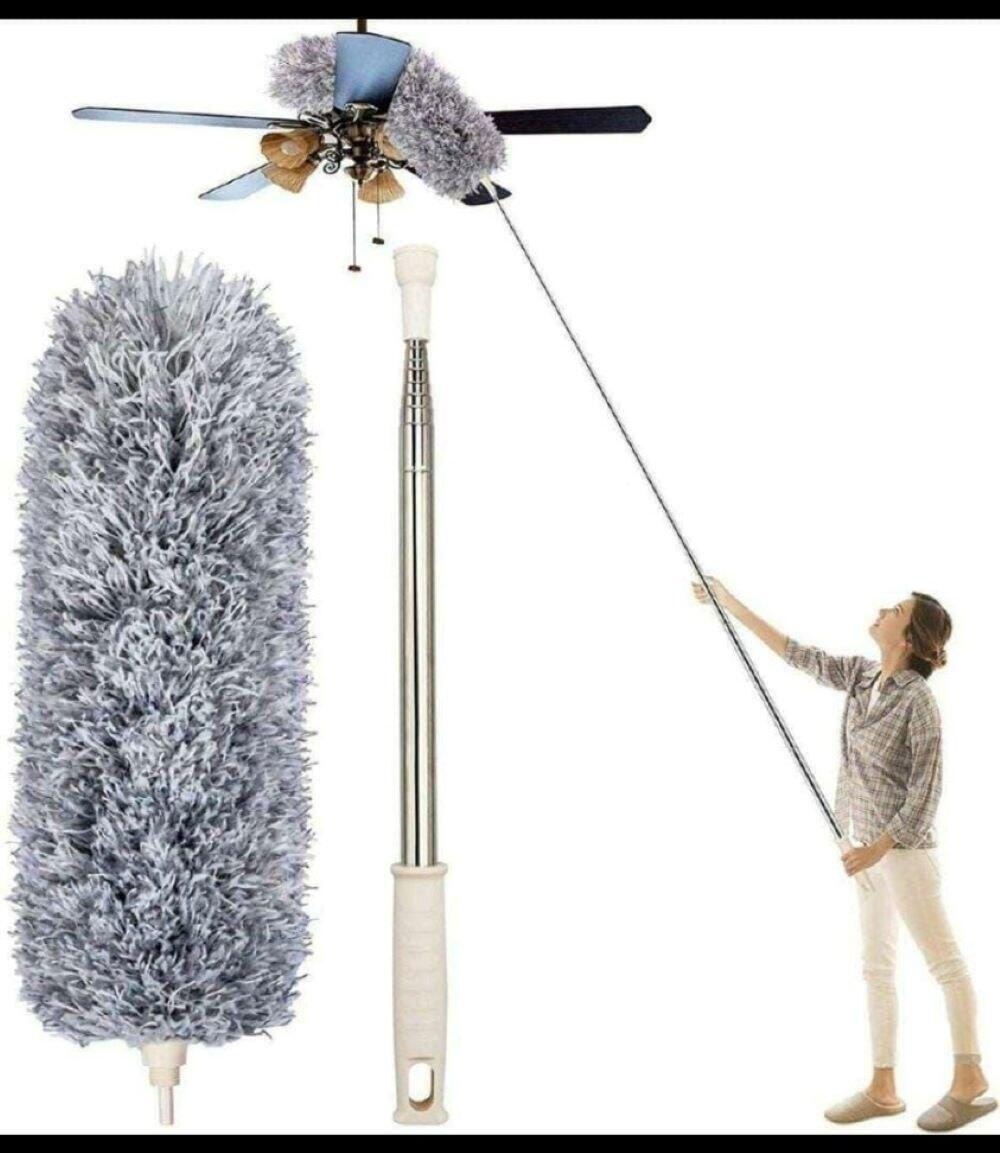 Picture of 9.5 feet Bendable feather duster with extra long extendable microfiber duster-Multicolor