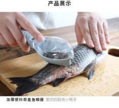 Picture of Fish Clean Scales With Cover Fish Scaler Scraper Remover Fish Skin Brush Scraping Fishing-Multicolor