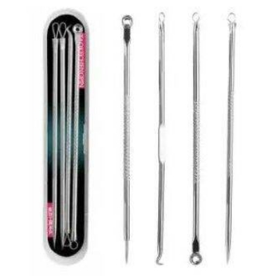 Picture of 4Pc/Set Stainless Steel Blackhead Removal Kit Acne Blemish Pimple Extractor Remover Needles Tweezers Face Skin Care Tool
