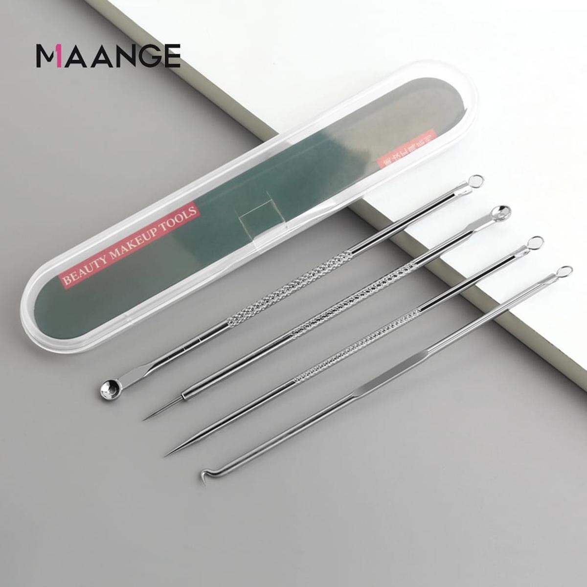 Picture of 4Pc/Set Stainless Steel Blackhead Removal Kit Acne Blemish Pimple Extractor Remover Needles Tweezers Face Skin Care Tool