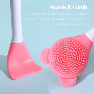 Picture of Double Head Facial Mask Brush Silicone Bear Applicator Spoon Spatula Stirring Stick Women Skin Face Cleansing Care Home Makeup Tools