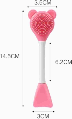 Picture of Double Head Facial Mask Brush Silicone Bear Applicator Spoon Spatula Stirring Stick Women Skin Face Cleansing Care Home Makeup Tools