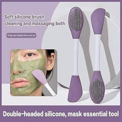 Picture of Double Head Facial Mask Brush Silicone Applicator Spoon Spatula Stirring Stick Women Skin Face Cleansing Care Home Makeup Tools 1pcs