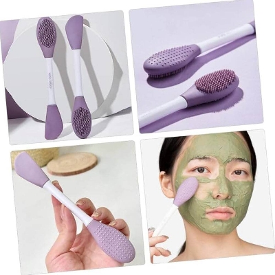Picture of Double Head Facial Mask Brush Silicone Applicator Spoon Spatula Stirring Stick Women Skin Face Cleansing Care Home Makeup Tools 1pcs