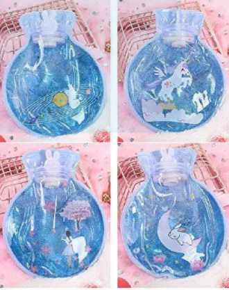 Picture of Cute Cartoon Warm Water Bottle Mini Hot Water Bottles Portable Hand Warmer Feet Girls Pocket Hot Water Bags Transparent Plush