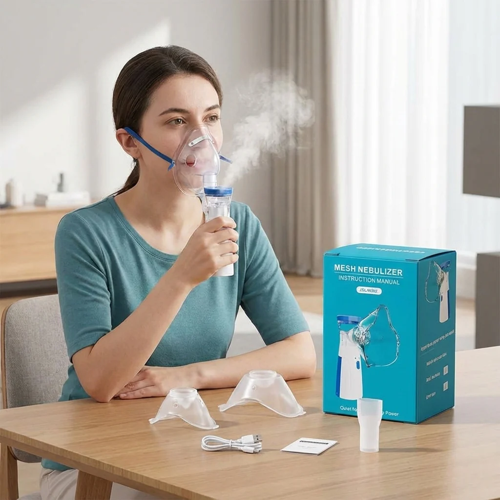 Picture of Portable Mesh Nebulizer Machine – Handheld Ultrasonic Inhaler for Kids & Adults