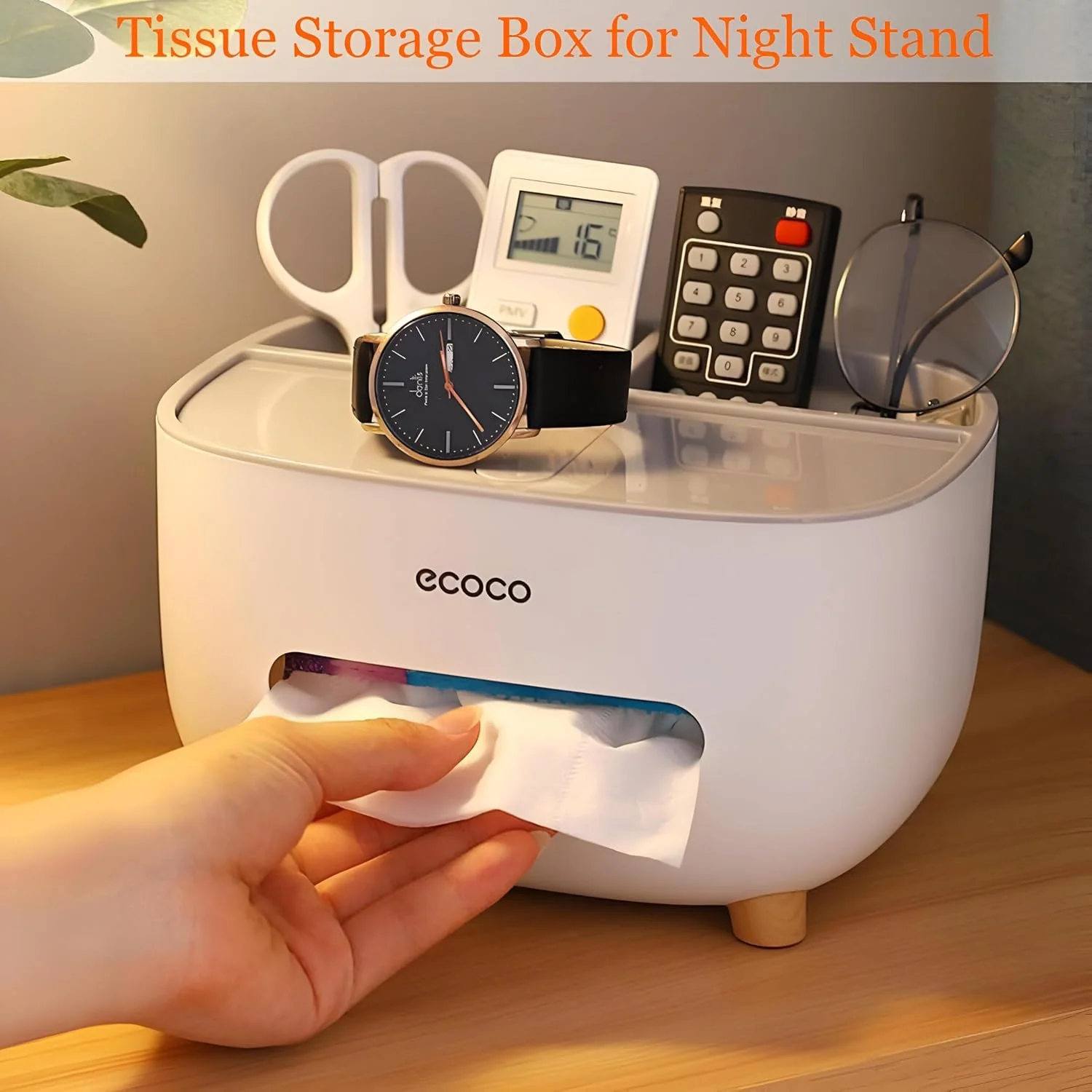 Picture of Desk Organization - Change up the boring look of ordinary tissue boxes with this stylish storage holder that keeps your desktop tidy and neat-White And Sky