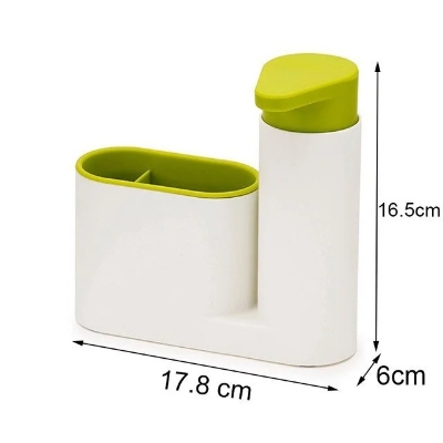 Picture of 2 Piece Sink Tidy Set (Hand wash soap Dispenser) Bathroom Sink Storage Organizer Soap Holder with Liquid Dispenser(Mult-Lemon & White