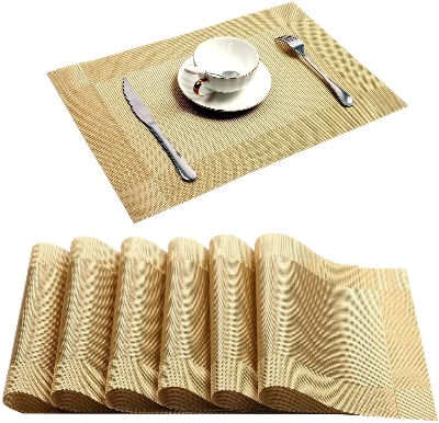 Picture of Dinning Table Mat - 7 Pcs Table Mats Set - Pvc Materials (6 Pcs Mat & 1 Pc Runner)-Coffee