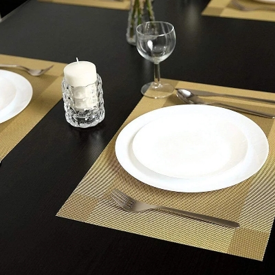 Picture of Dinning Table Mat - 7 Pcs Table Mats Set - Pvc Materials (6 Pcs Mat & 1 Pc Runner)-Coffee