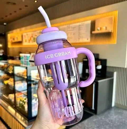 Picture of 1300ml Fruit Infuser Detox Ice Cream Theme Sipper Bottle, BPA-Free Stylish Water Bottle, Fruit Detox Bottle -Hot Pink
