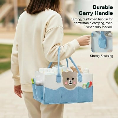 Picture of Mother Bag with Large Capacity and Newly Designed Baby Bag (Size I L-38 I W -25 I H -18 Cm)-Black