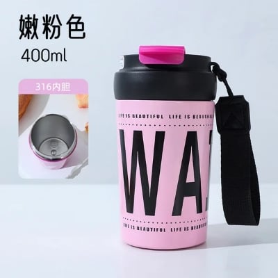 Picture of Stainless Steel Double-Drink Coffee Cup 400 ml, New High-Looking Thermos Cup 316-Silver