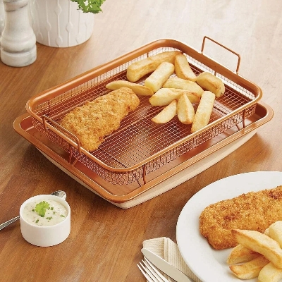 Picture of Non-Stick Oil Pan Crisping Tray Oven Baking Tray Frying Basket and Baking Sheet