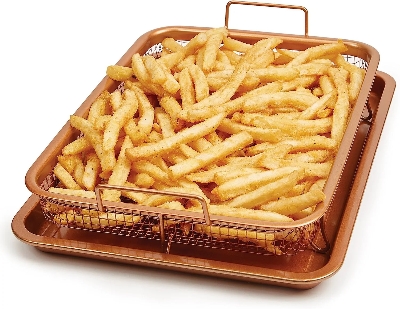 Picture of Non-Stick Oil Pan Crisping Tray Oven Baking Tray Frying Basket and Baking Sheet