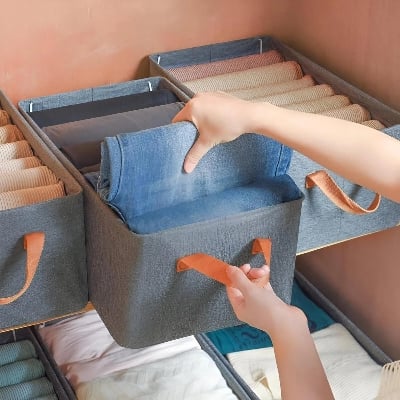 Picture of Storage Box - Heavy Duty Fabric and Sturdy Metal Frame, Perfect for Closet or Wardrobe Use-Ash
