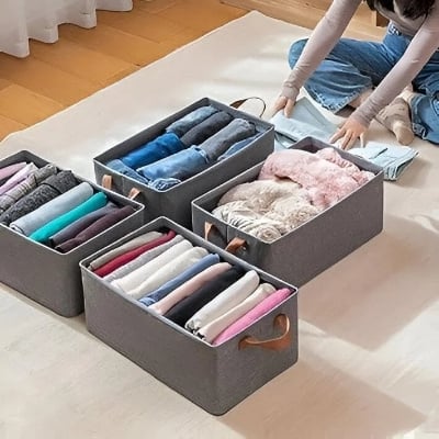 Picture of Storage Box - Heavy Duty Fabric and Sturdy Metal Frame, Perfect for Closet or Wardrobe Use-Ash